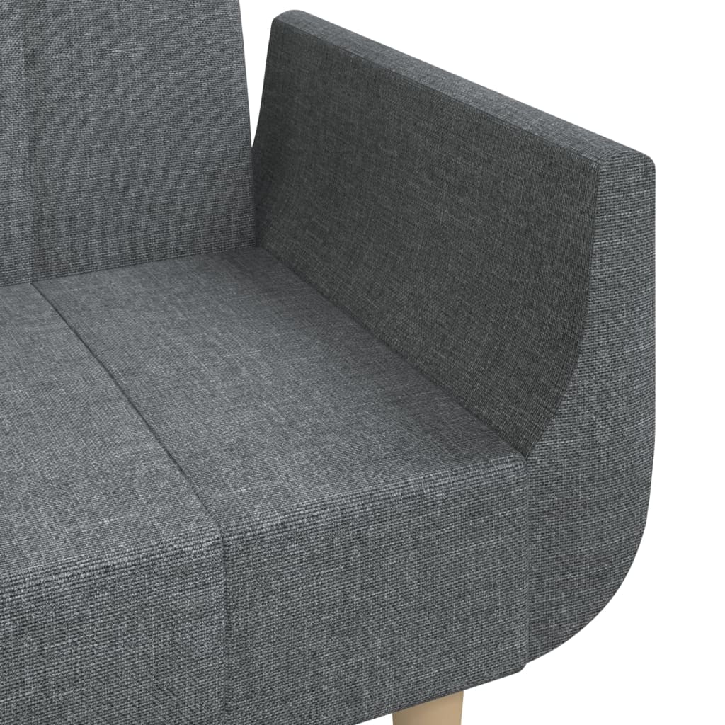 Canapé lit 2 places avec 2 coussins tissu gris clair
