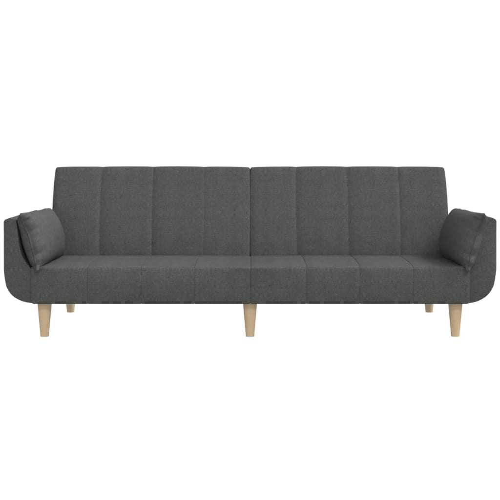Sofa bed 2-seater with 2 pillows dark gray fabric