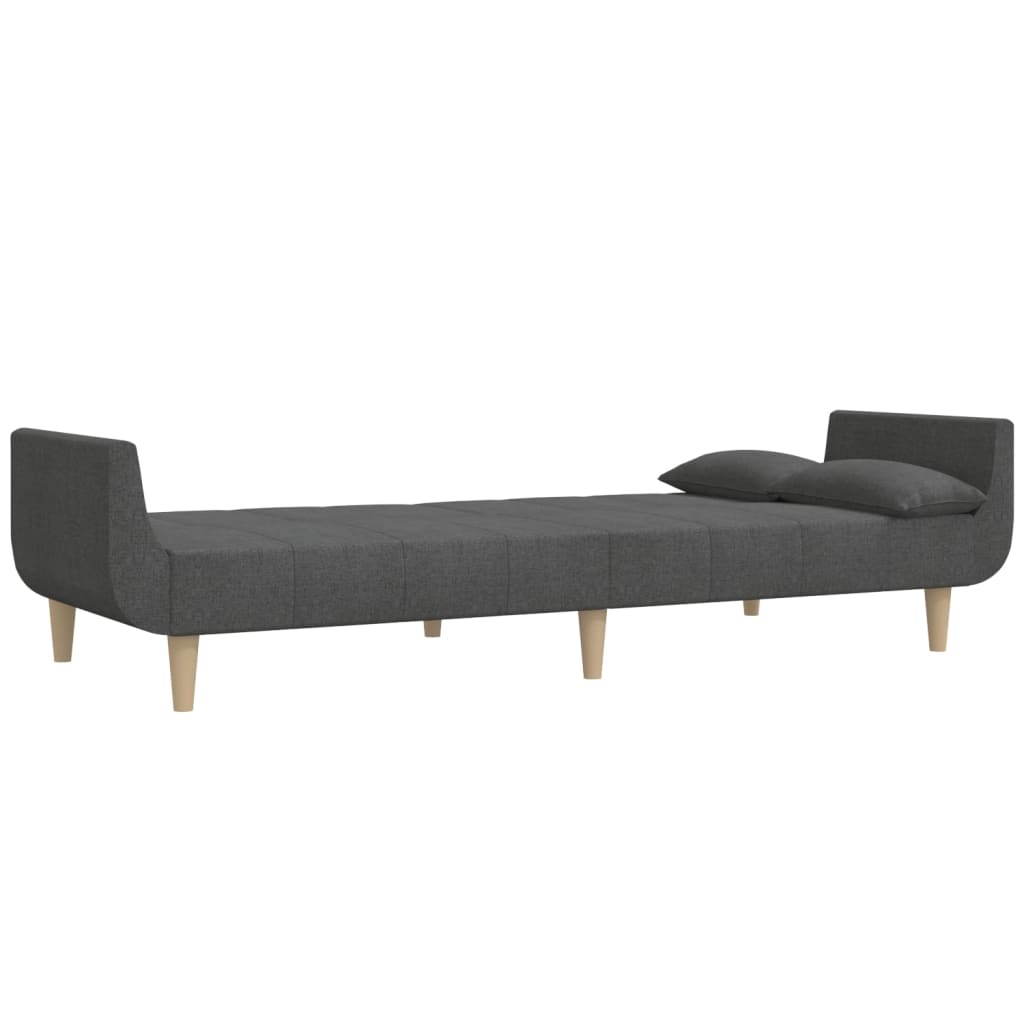 Sofa bed 2-seater with 2 pillows dark gray fabric
