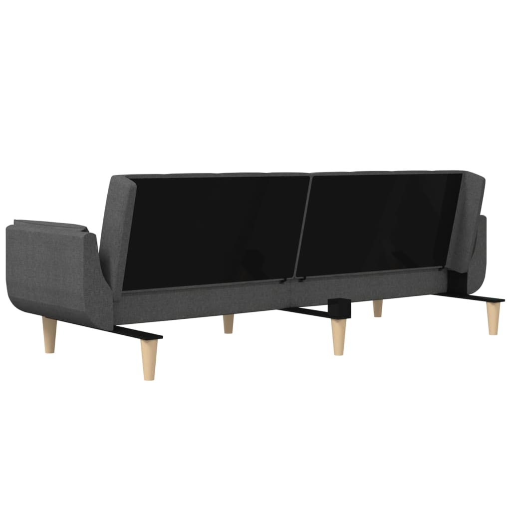 Sofa bed 2-seater with 2 pillows dark gray fabric