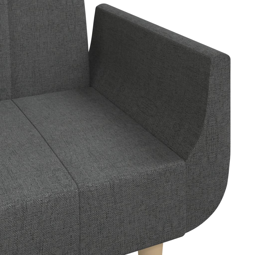 Sofa bed 2-seater with 2 pillows dark gray fabric