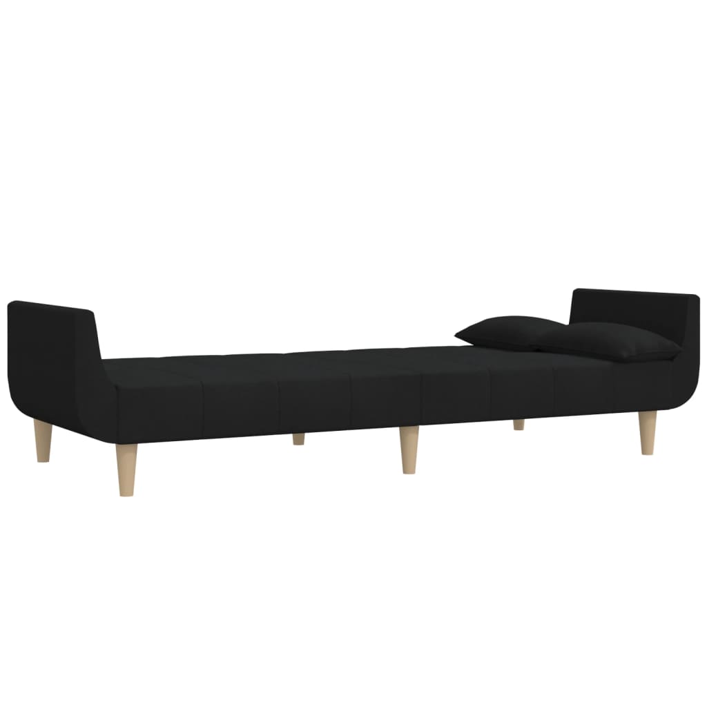 Canapé lit 2 places avec 2 oreillers tissu noir