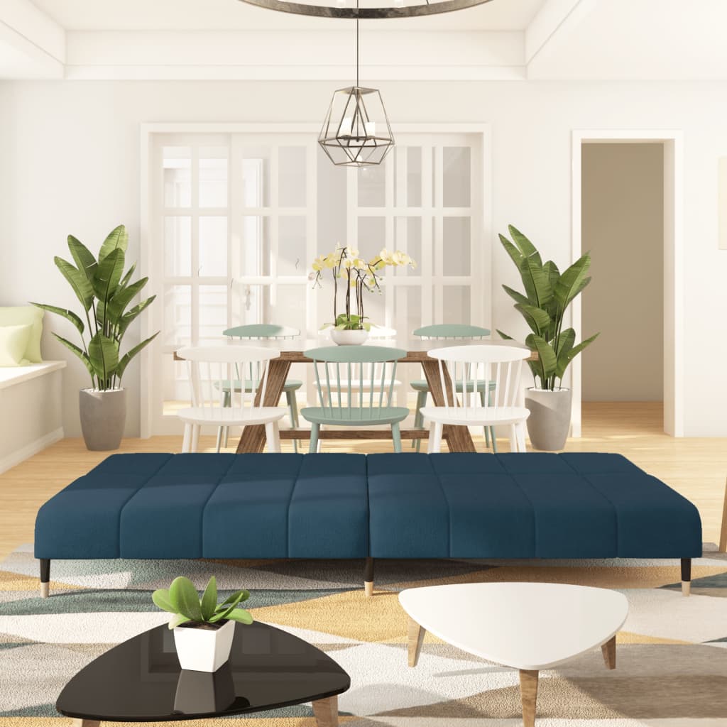 Sofa Bed 2-Seater Blue Velvet