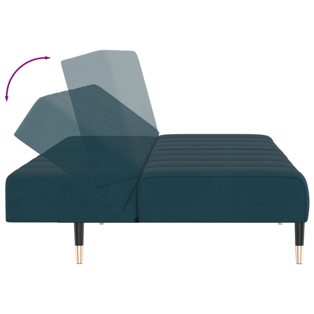 Sofa Bed 2-Seater Blue Velvet