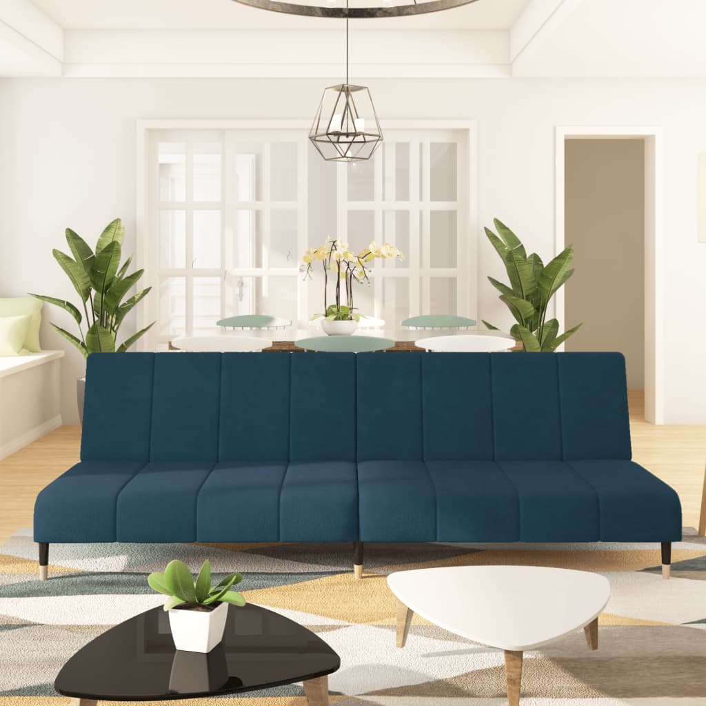 Sofa Bed 2-Seater Blue Velvet