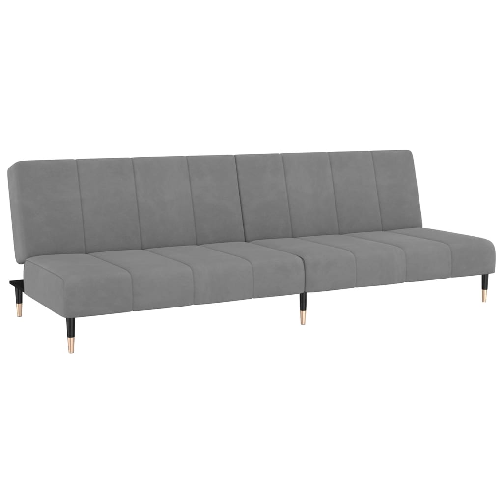 Canapé lit 2 places velours gris clair