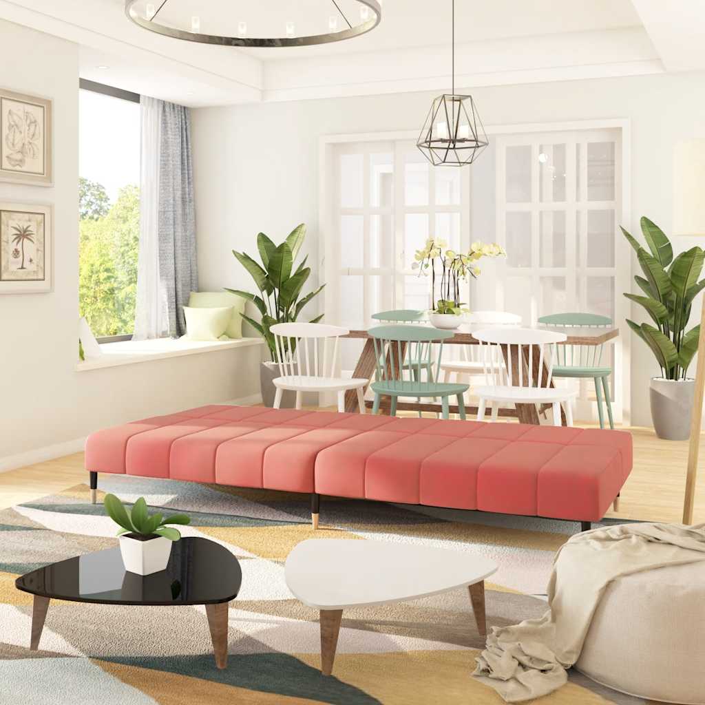 2-seater sofa bed pink velvet