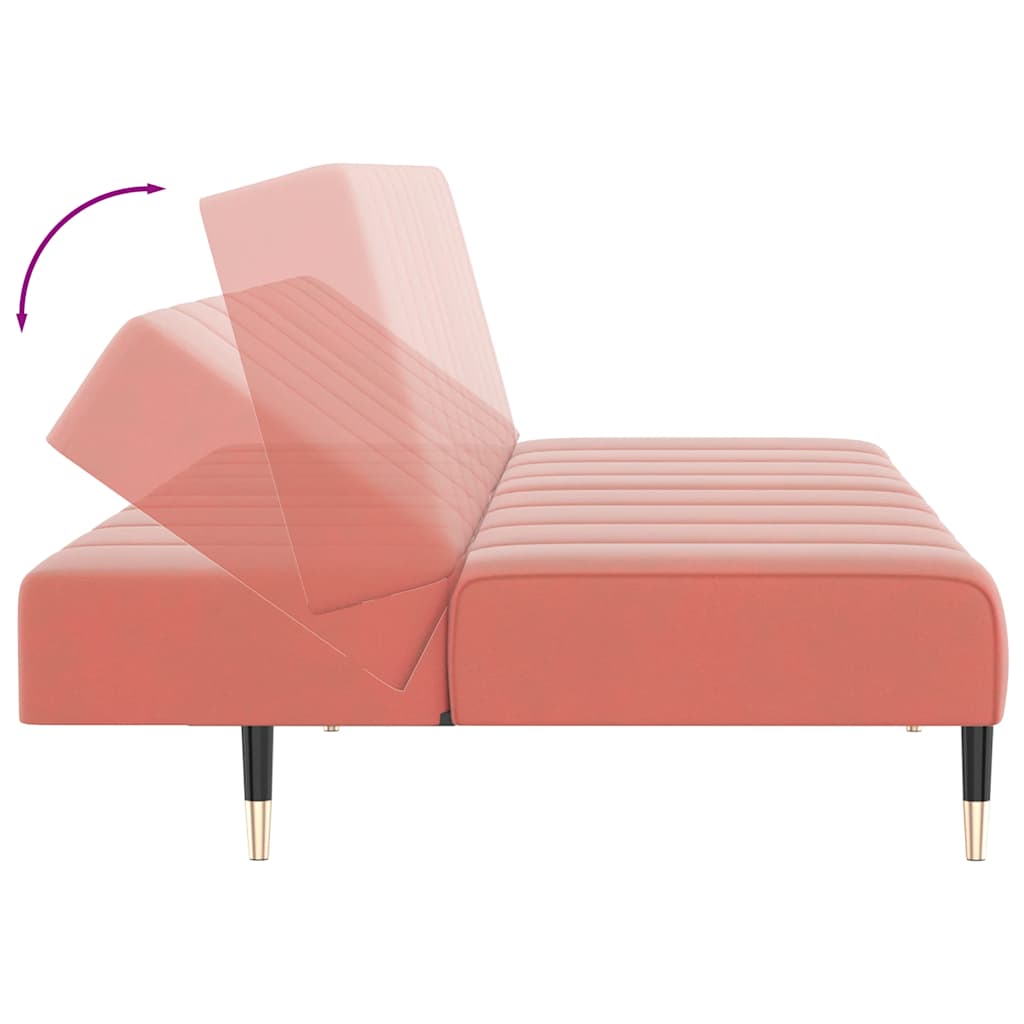 2-seater sofa bed pink velvet