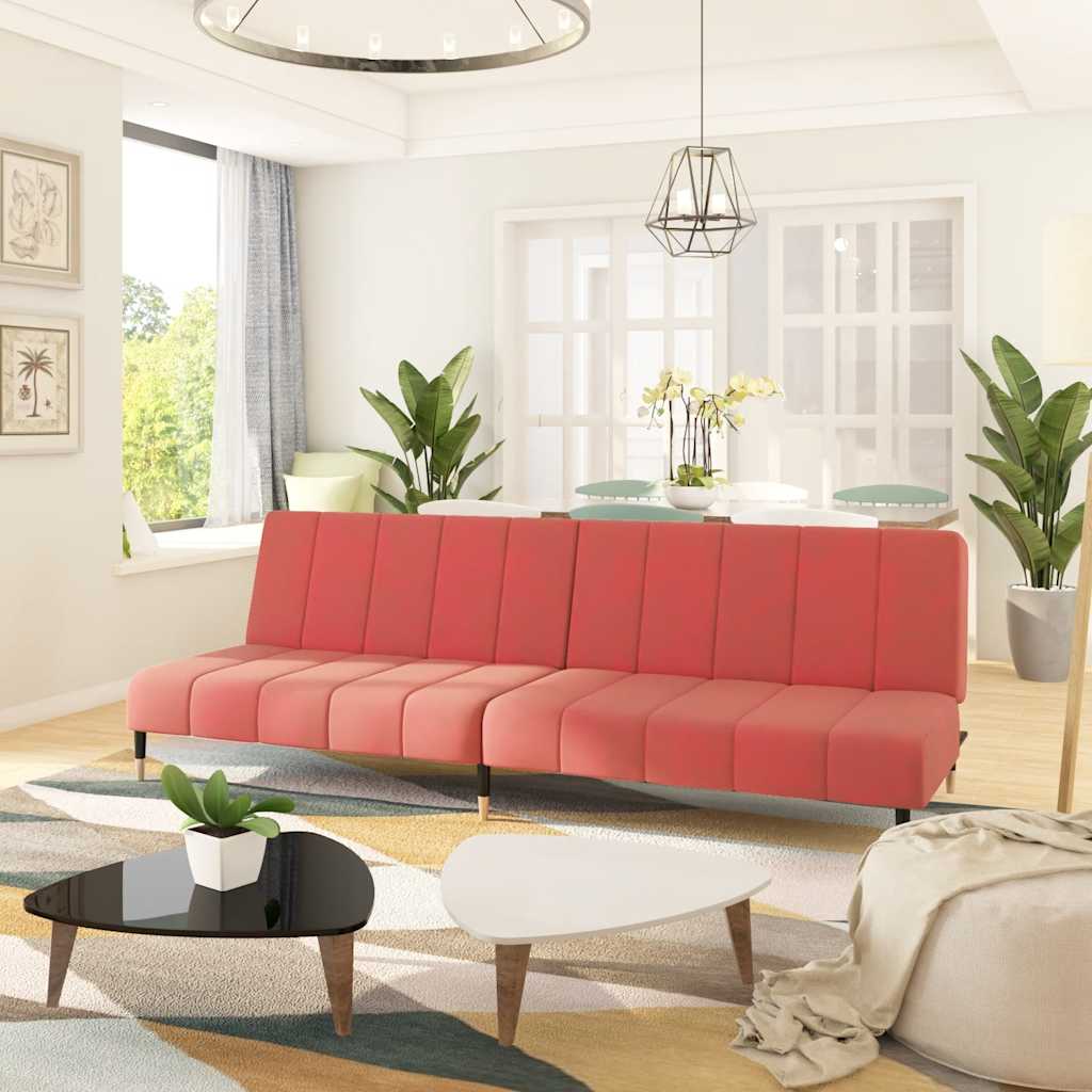 2-seater sofa bed pink velvet