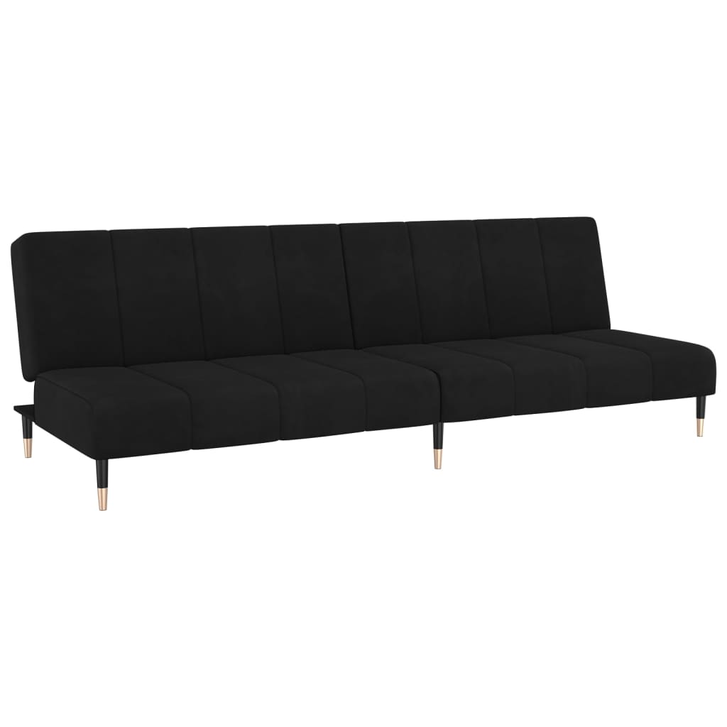 2-seater sofa bed in black velvet