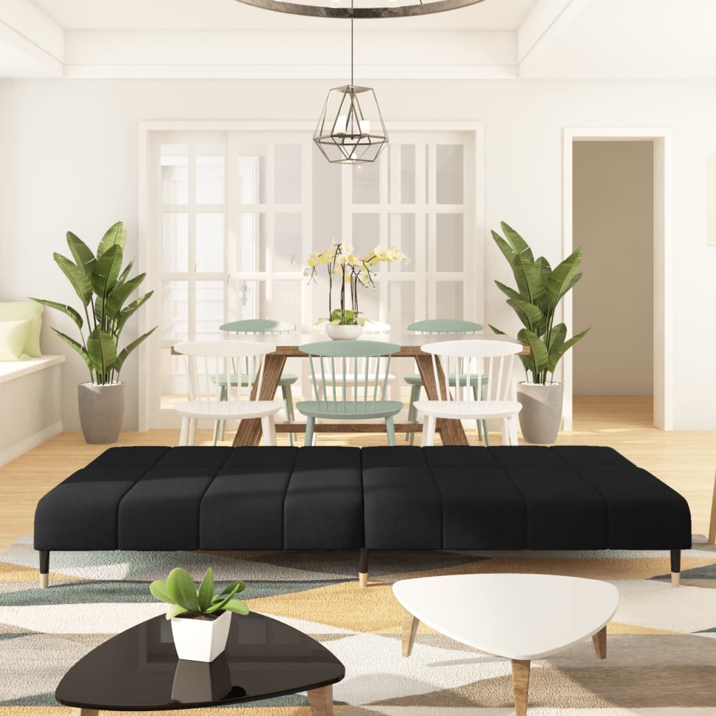 2-seater sofa bed in black velvet