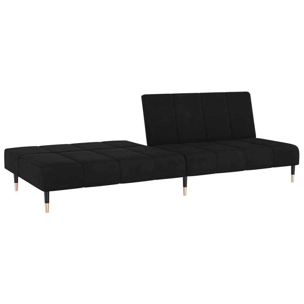 2-seater sofa bed in black velvet