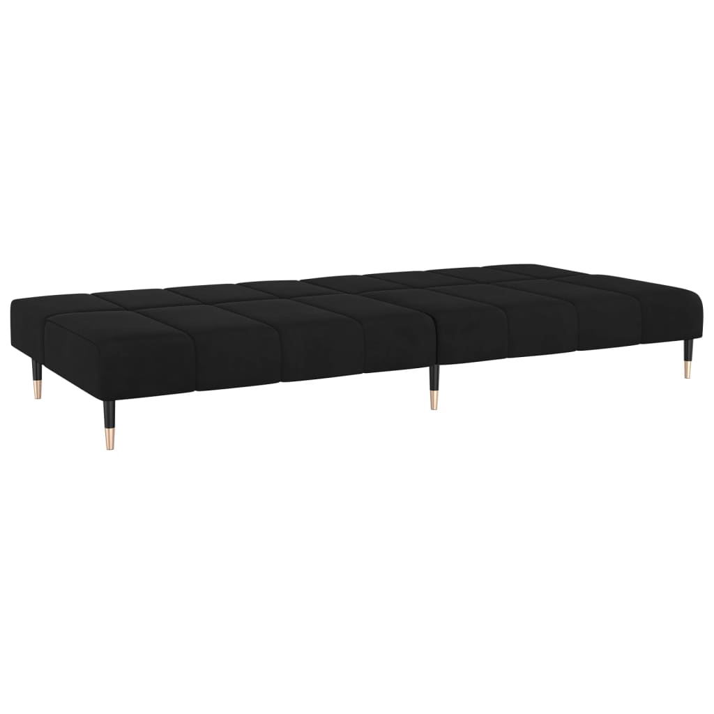 2-seater sofa bed in black velvet