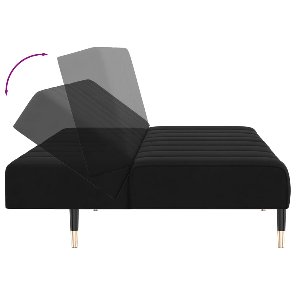 2-seater sofa bed in black velvet