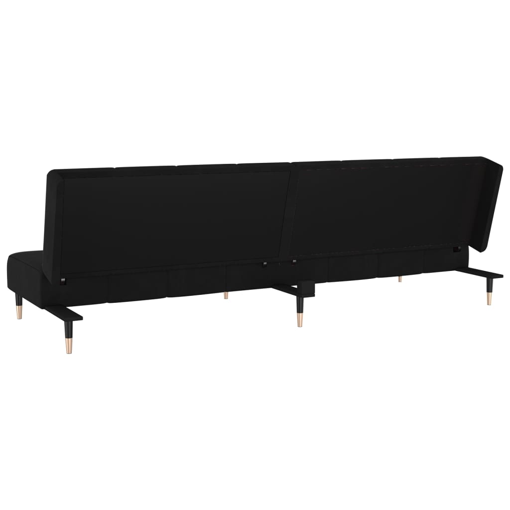 2-seater sofa bed in black velvet