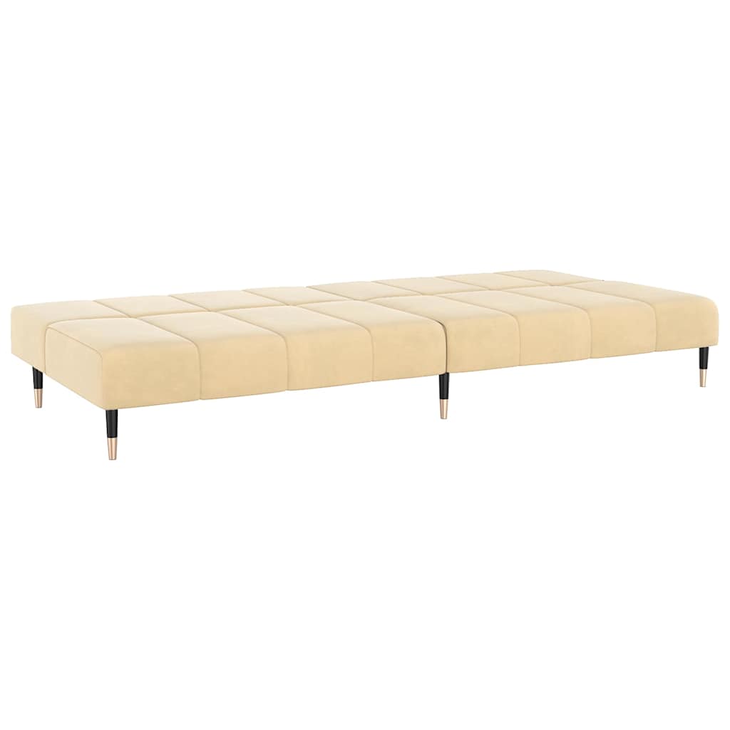 2-seater sofa bed cream velvet
