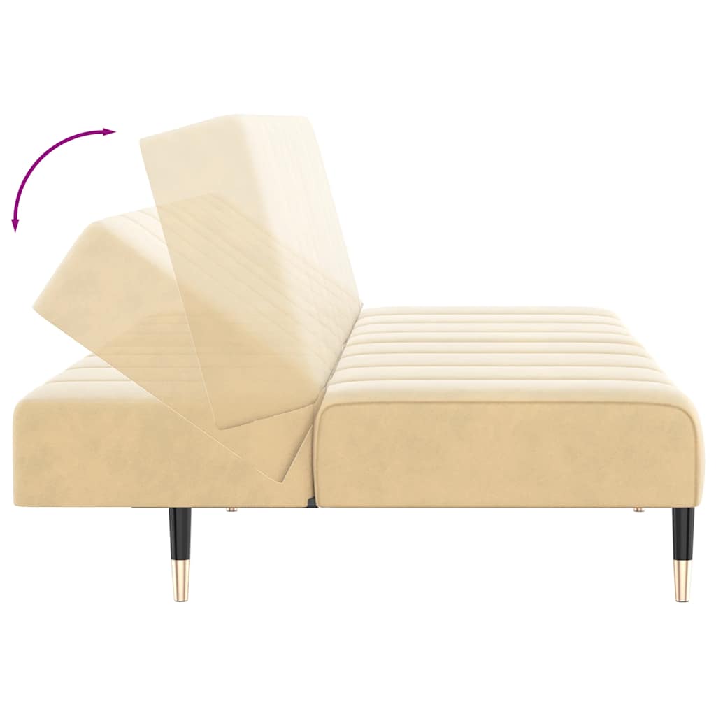 2-seater sofa bed cream velvet