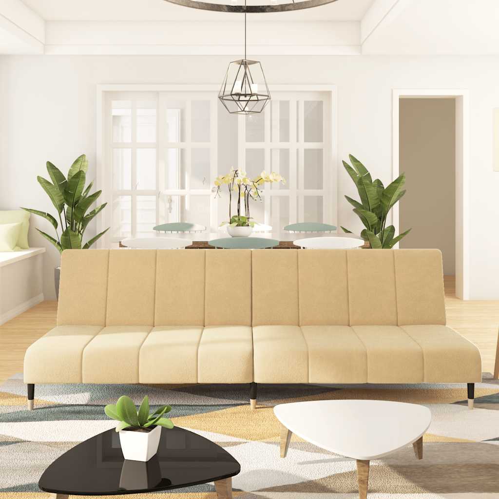 2-seater sofa bed cream velvet