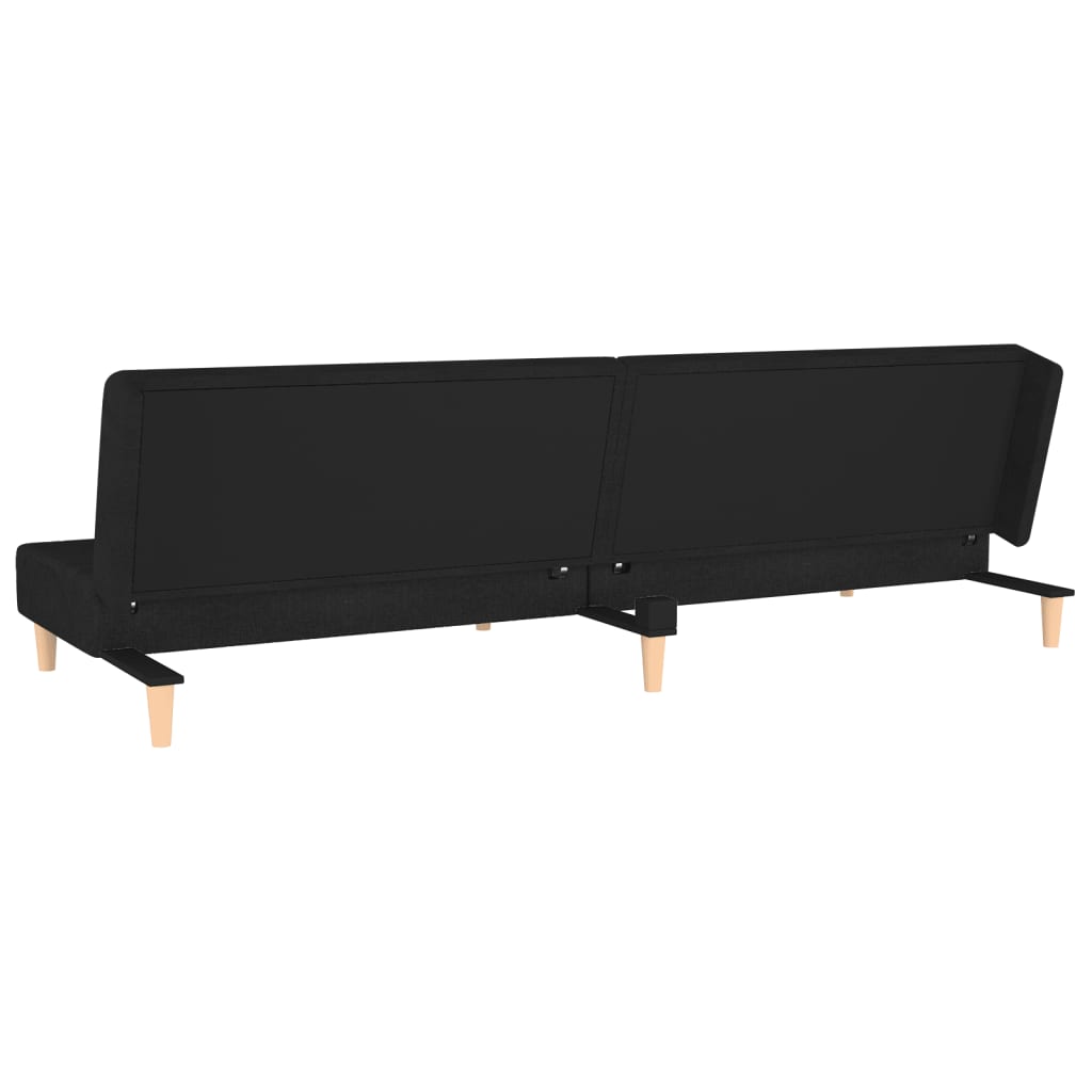Canapé lit 2 places avec 2 oreillers tissu noir