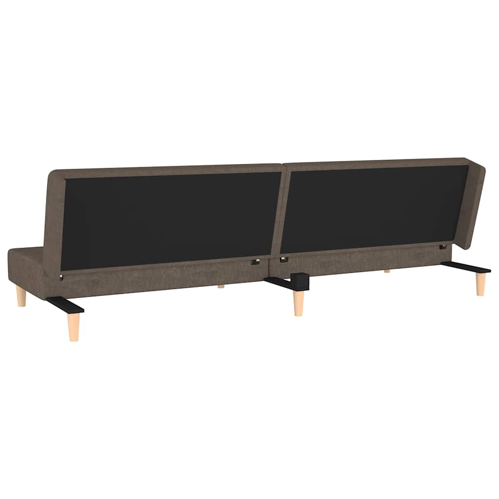 Canapé convertible 2 places avec 2 coussins en tissu marron