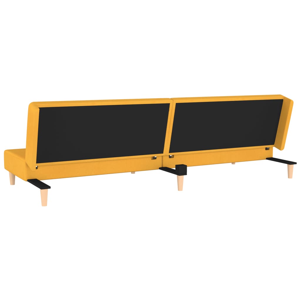 Canapé convertible 2 places avec 2 coussins en tissu jaune