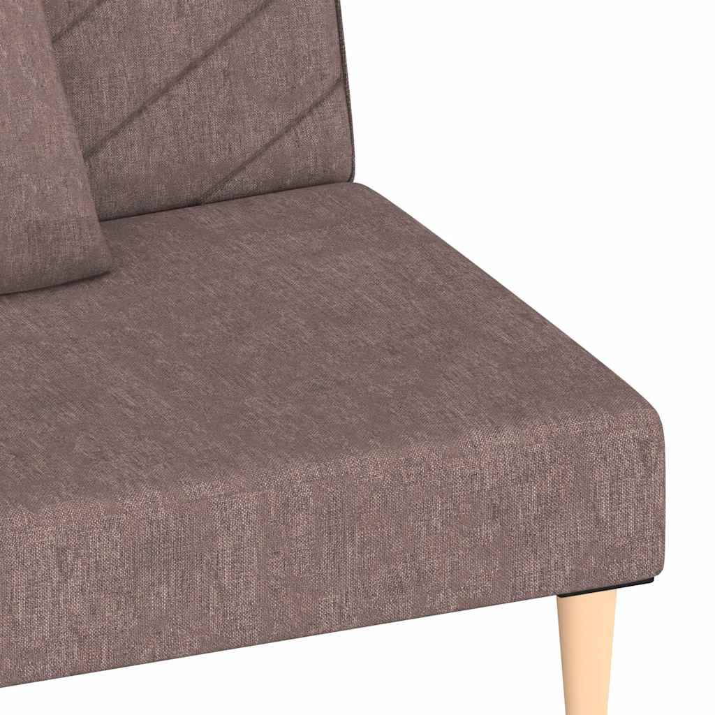 Canapé lit 2 places avec 2 coussins tissu taupe