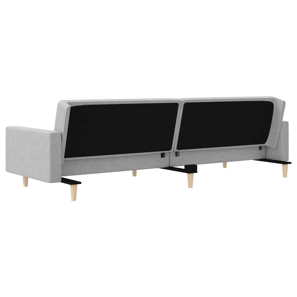 Sofa bed 2-seater with 2 pillows light gray fabric