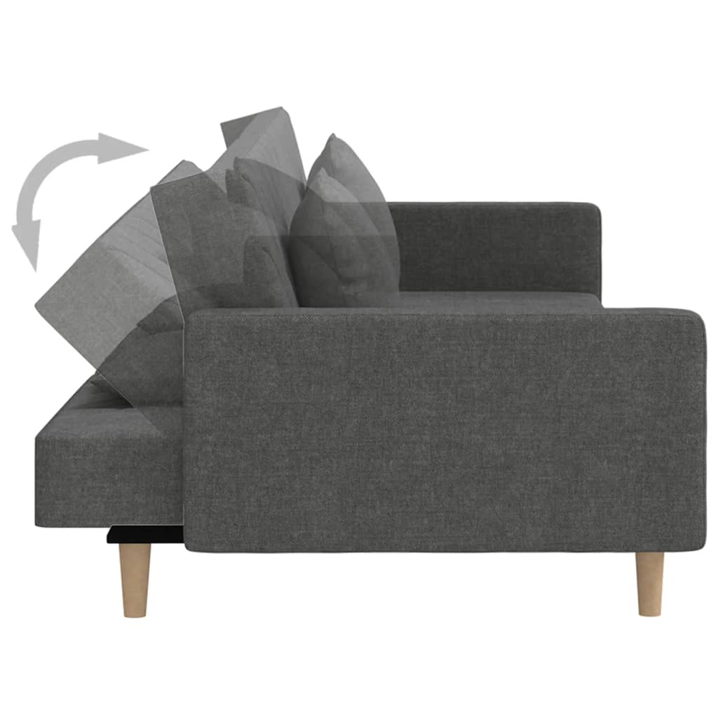 Sofa bed 2-seater with 2 pillows dark gray fabric