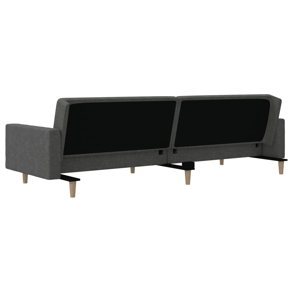 Sofa bed 2-seater with 2 pillows dark gray fabric