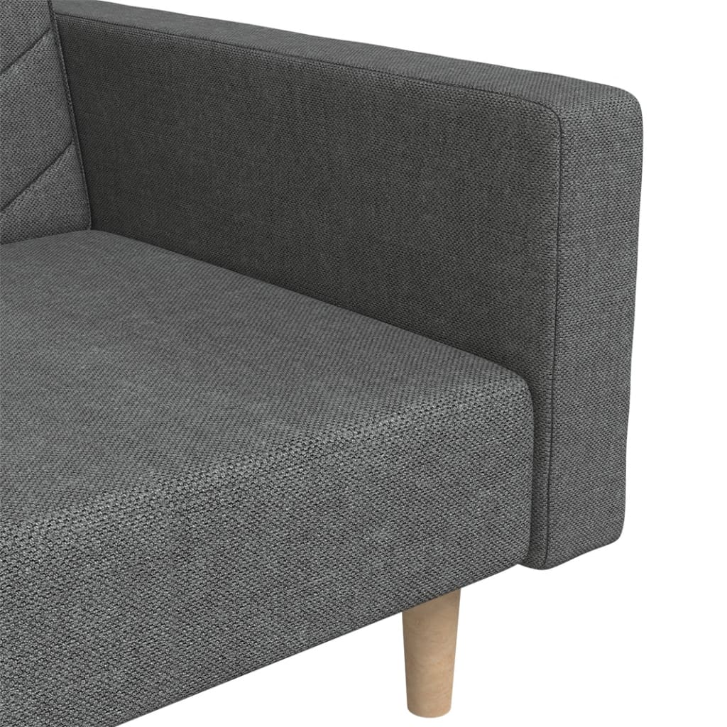 Sofa bed 2-seater with 2 pillows dark gray fabric