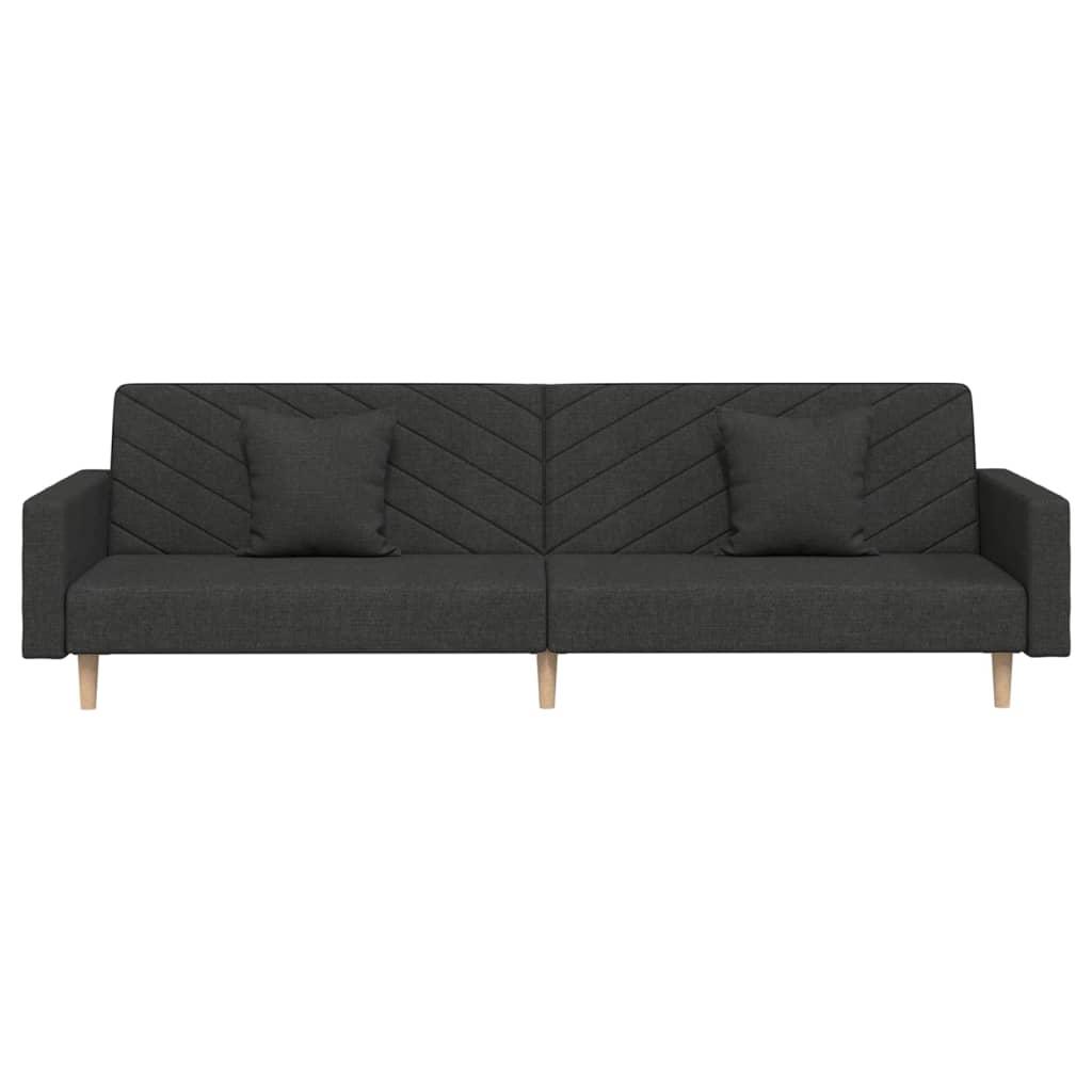 Canapé lit 2 places avec 2 oreillers tissu noir