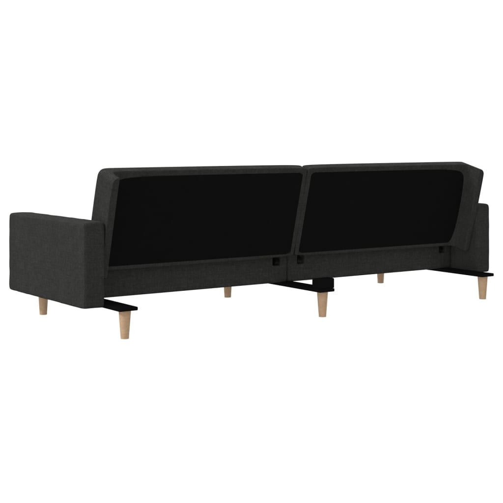 Canapé lit 2 places avec 2 oreillers tissu noir
