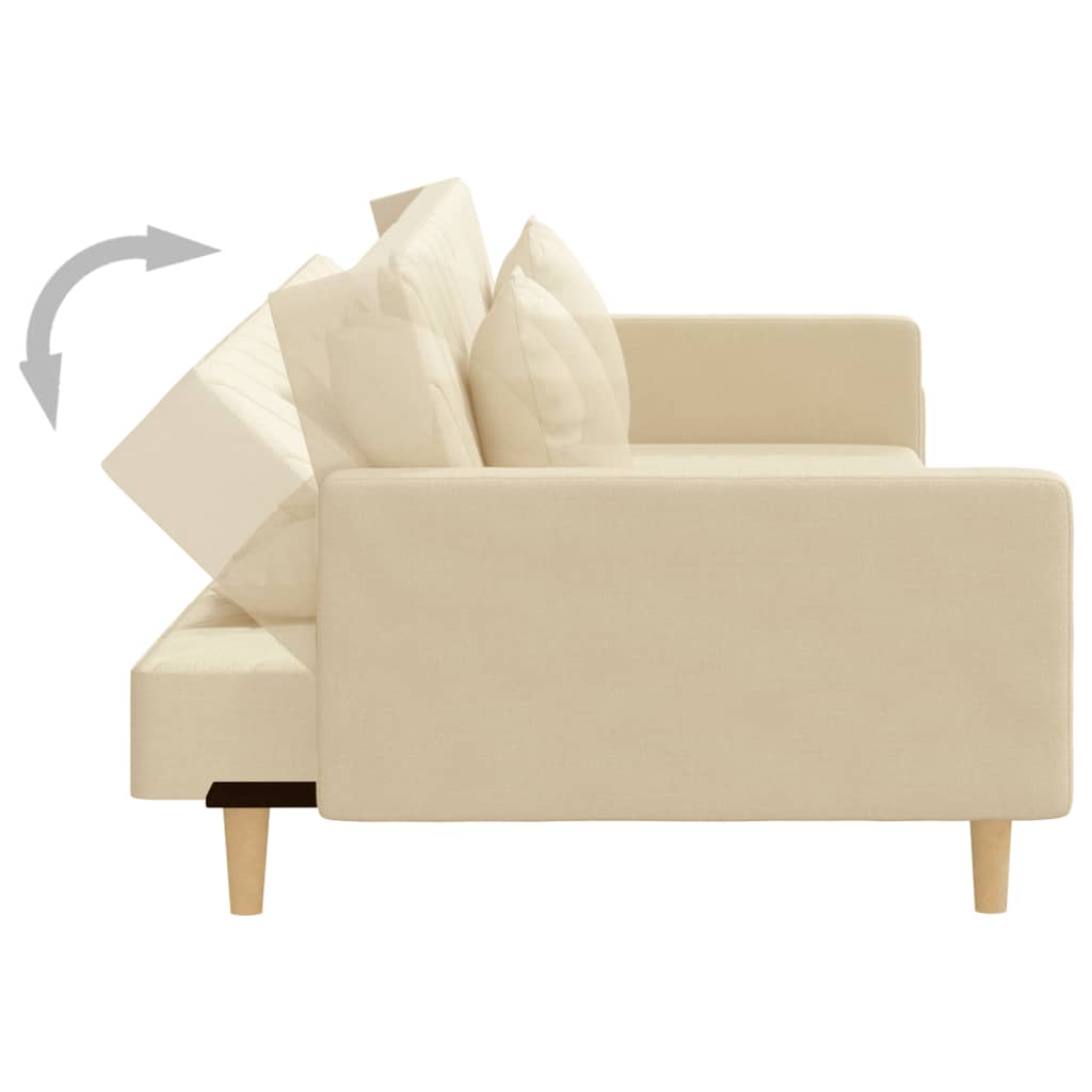 Canapé convertible 2 places avec 2 coussins en tissu crème