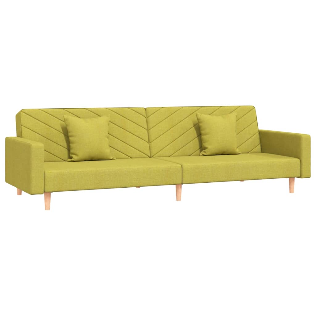 Canapé lit 2 places avec 2 coussins tissu vert