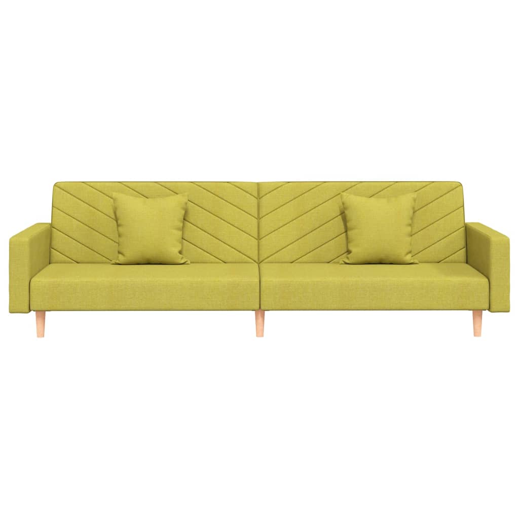 Canapé lit 2 places avec 2 coussins tissu vert
