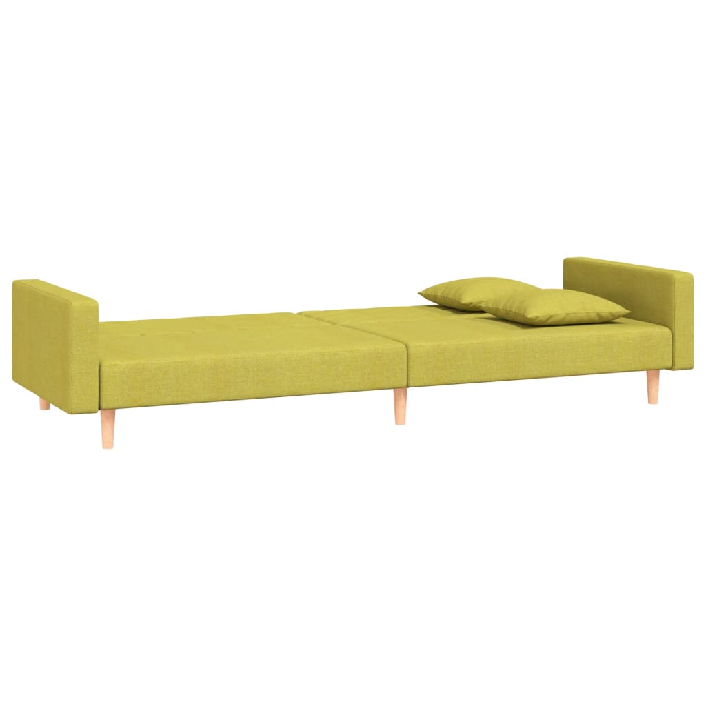 Canapé lit 2 places avec 2 coussins tissu vert