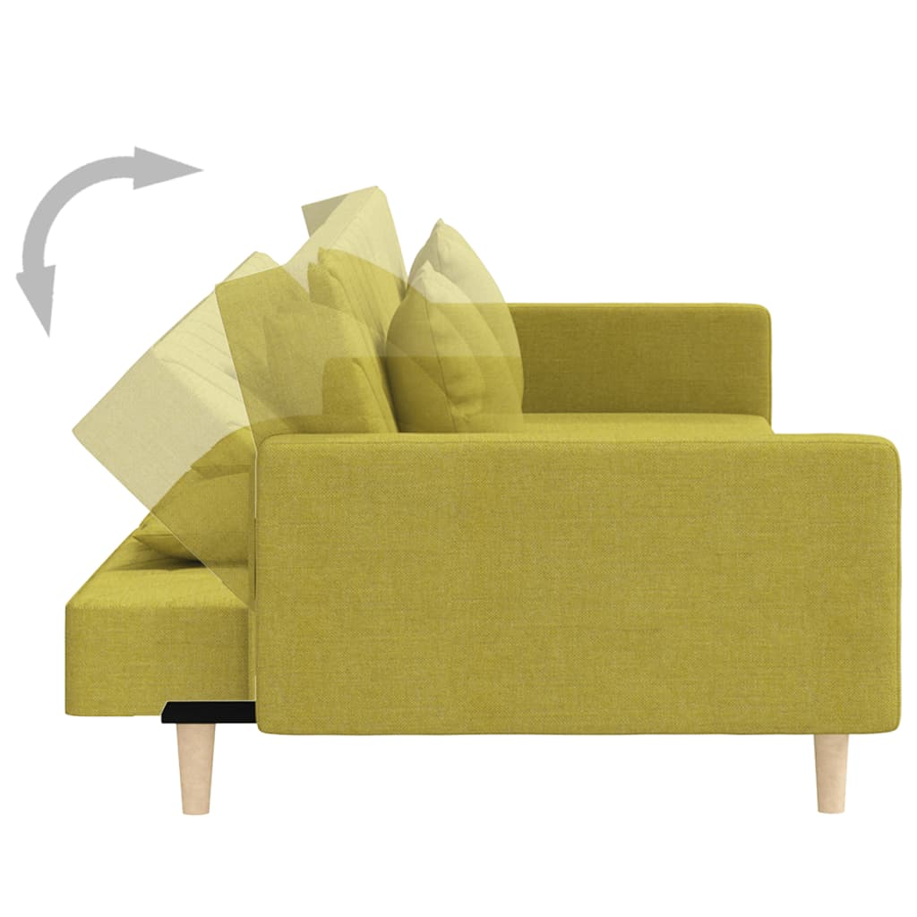 Canapé lit 2 places avec 2 coussins tissu vert