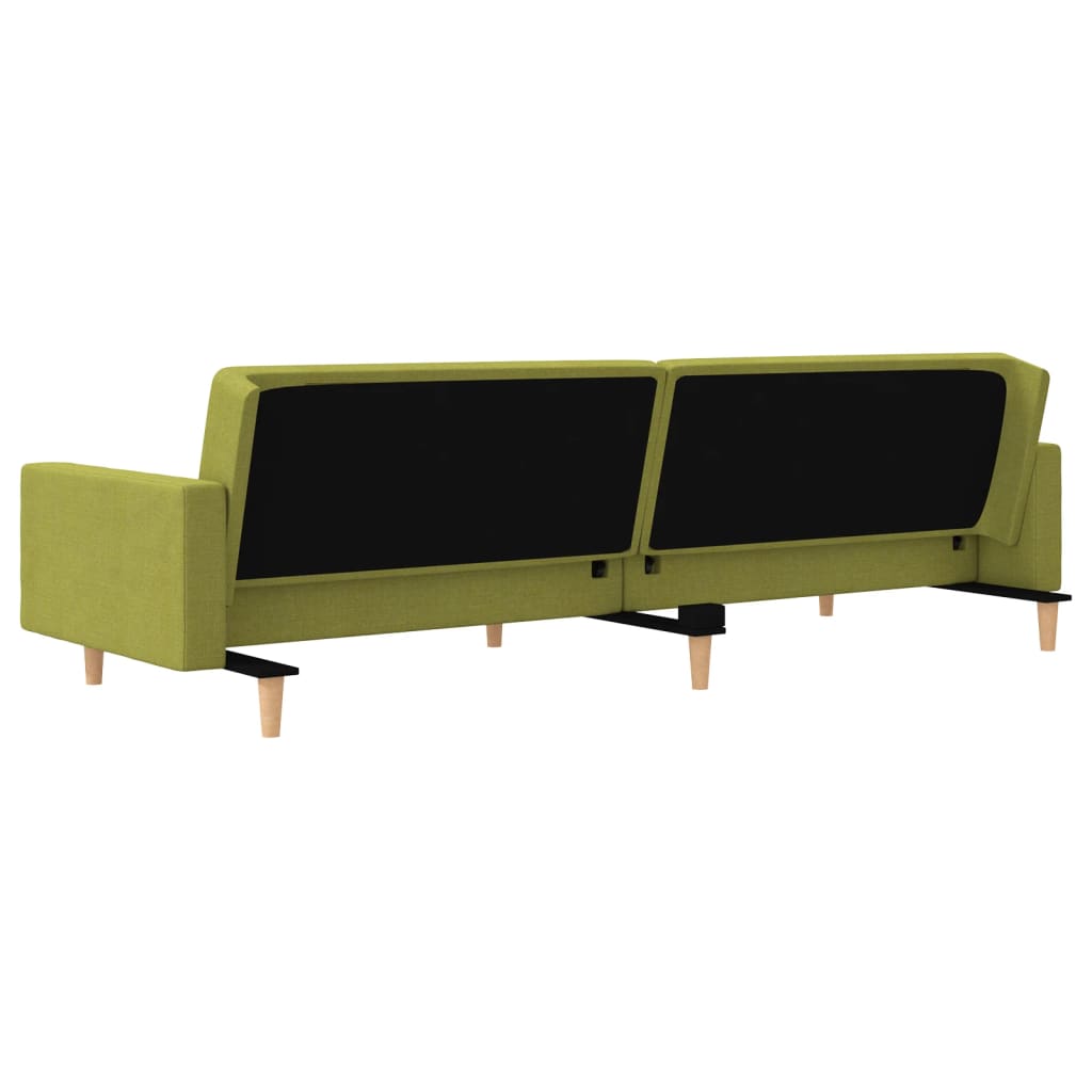 Canapé lit 2 places avec 2 coussins tissu vert