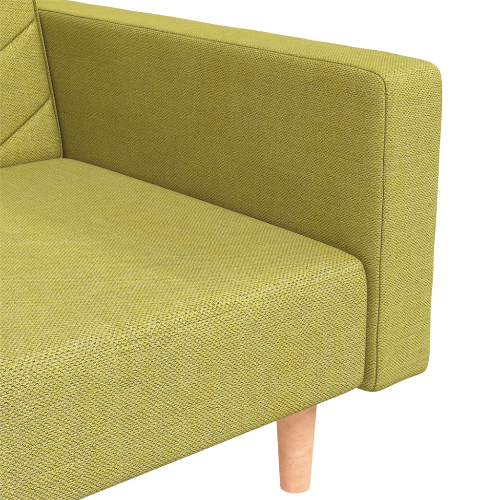 Canapé lit 2 places avec 2 coussins tissu vert