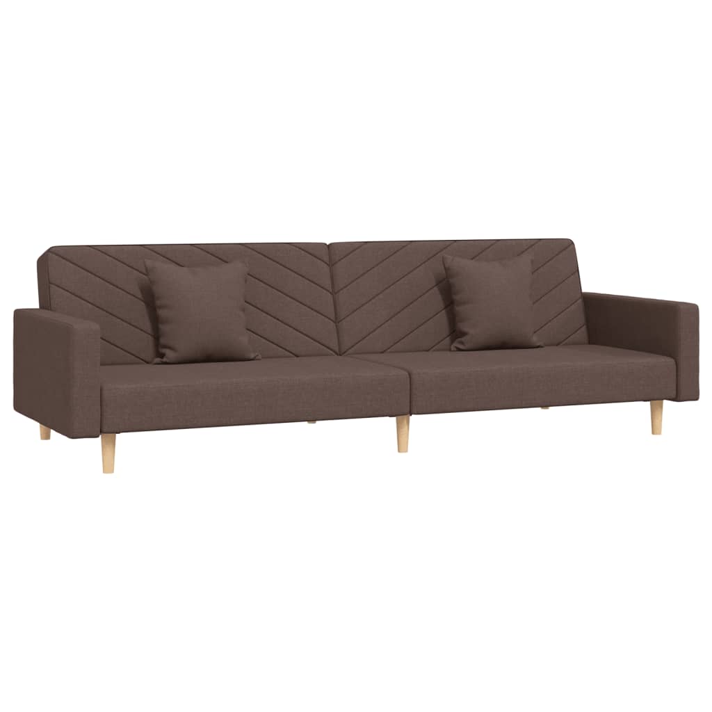 Canapé lit 2 places avec 2 coussins tissu taupe