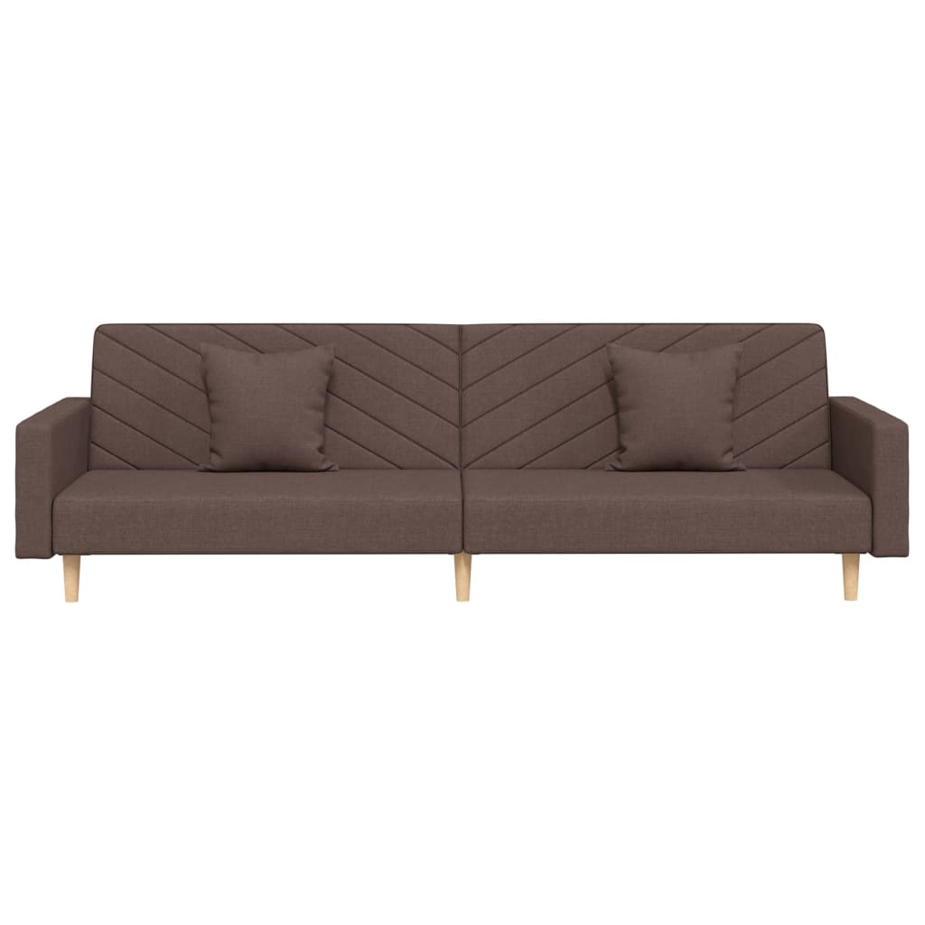 Canapé lit 2 places avec 2 coussins tissu taupe