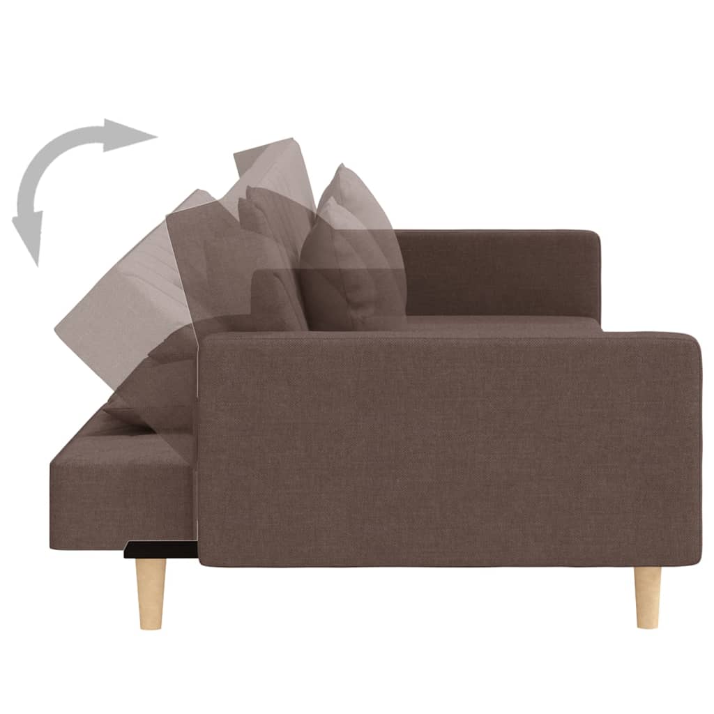 Canapé lit 2 places avec 2 coussins tissu taupe