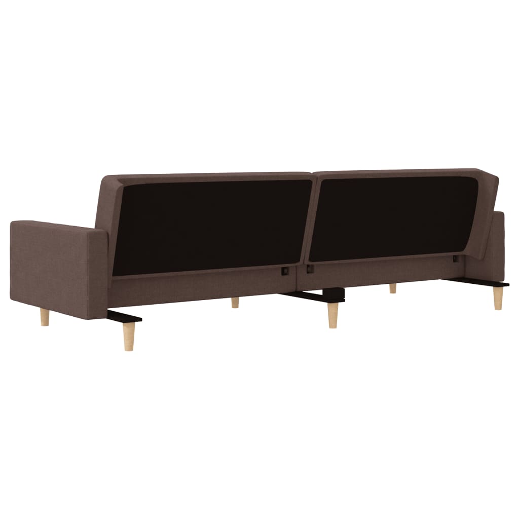 Canapé lit 2 places avec 2 coussins tissu taupe