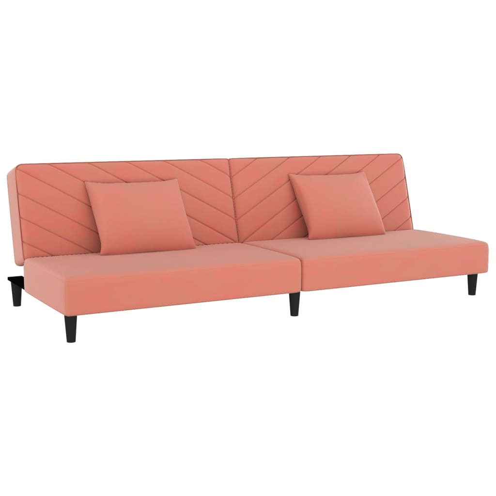 Canapé lit 2 places avec 2 oreillers velours rose