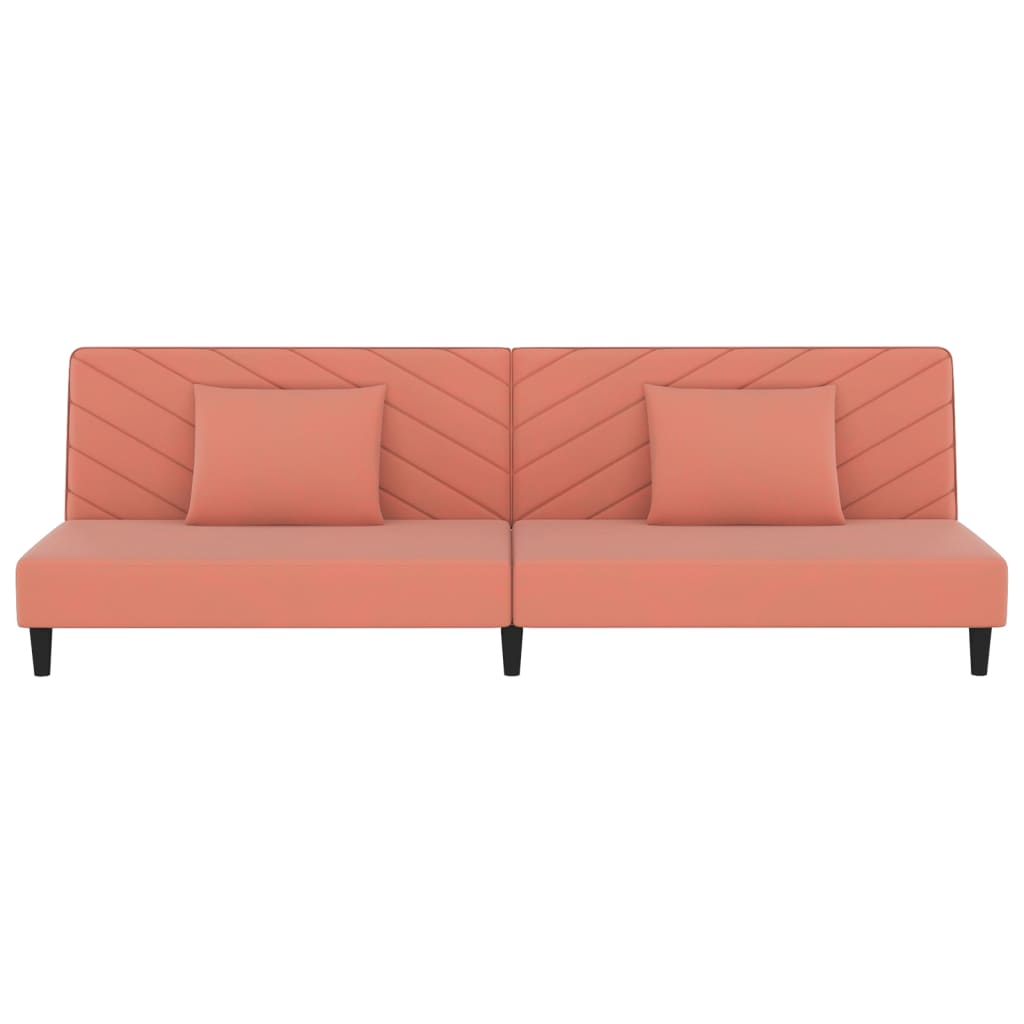 Canapé lit 2 places avec 2 oreillers velours rose