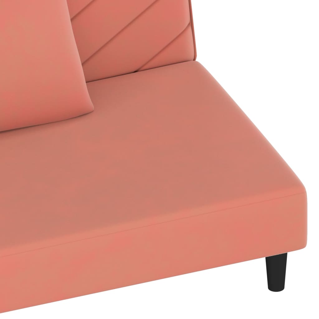 Canapé lit 2 places avec 2 oreillers velours rose