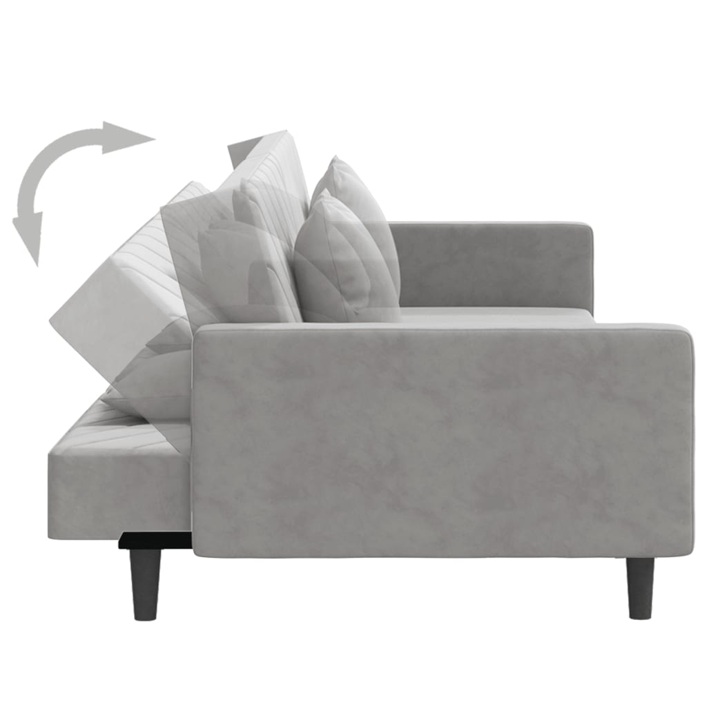 Sofa Bed 2-Seater with 2 Pillows Light Grey Velvet