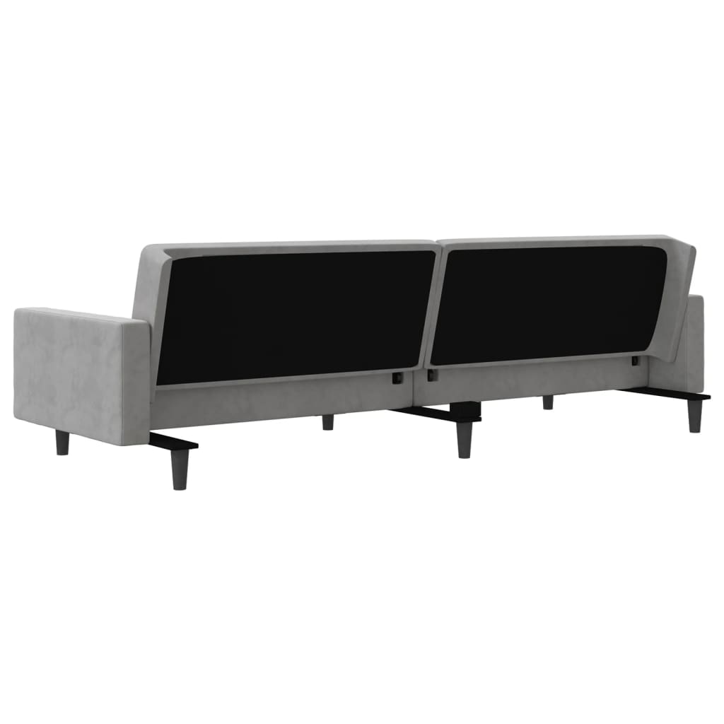 Sofa Bed 2-Seater with 2 Pillows Light Grey Velvet