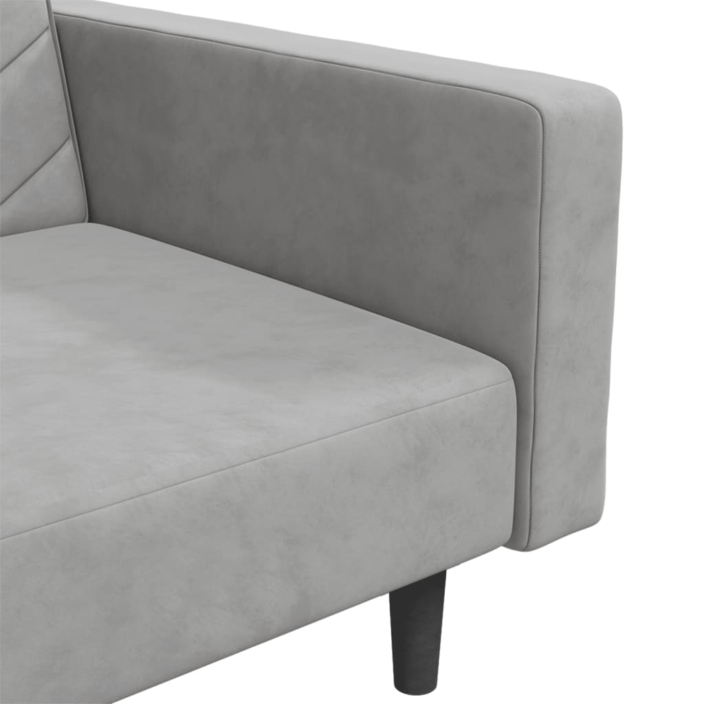 Sofa Bed 2-Seater with 2 Pillows Light Grey Velvet