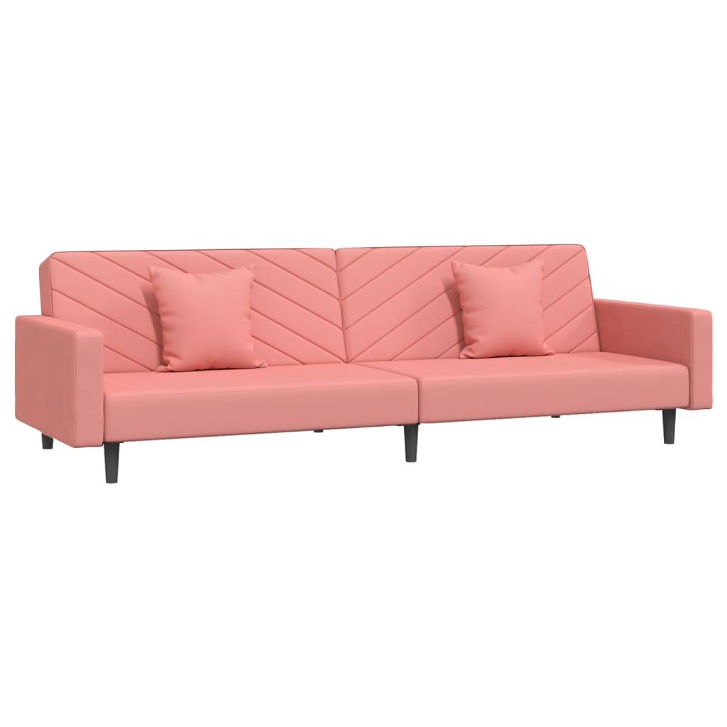 Canapé lit 2 places avec 2 oreillers velours rose